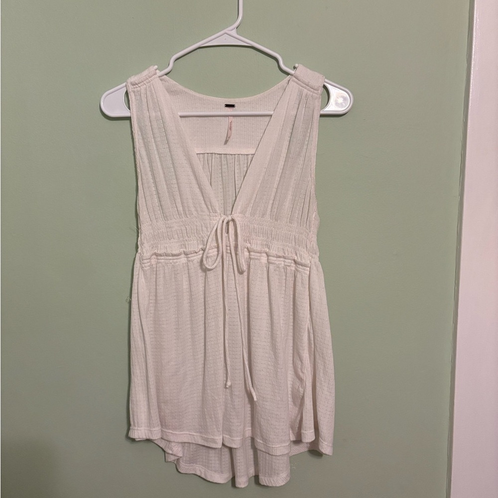Free People Ivory Textured Blouse